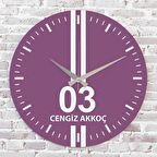 Mor & Beyaz Afyonlulara Hediye Özel Ahşap Saat 33cm  KA02-1547