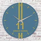 Sarı & Mavi Bileciklilere Hediye Ahşap Saat 33cm  KA02-1557