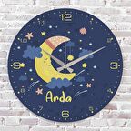 Kişiye Özel Çocuk Odası Hediyesi Ahşap Saat 33cm  KA02-1790