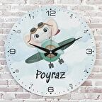 Kişiye Özel Çocuk Odası Hediyesi Ahşap Saat 33cm  KA02-1812