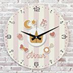 Kişiye Özel Çocuk Odası Hediyesi Ahşap Saat 33cm  KA02-1820