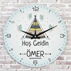 Kişiye Özel Çocuk Odası Hediyesi Ahşap Saat 33cm  KA02-1861