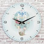 Kişiye Özel Çocuk Odası Hediyesi Ahşap Saat 33cm  KA02-1915