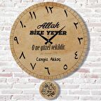 Kişiye Özel Allah Bize Yeter Tasarımlı Hediye Sallanan Sarkaçlı Saat KA07-1252