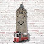 Kişiye Özel Galata Kulesi & Tramvay Tasarımlı Sallanan Sarkaçlı Saat KA07-1474