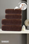 4'lü Kahverengi Havlu Seti %100 Pamuk - 2 Adet El Havlusu 50x90 ve 2 Adet Banyo Havlusu 70x140