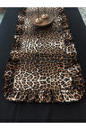 Leopard Keten Dikdörtgen Fırfırlı Runner 50CM X 150CM