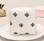 Çok Amaçlı Ped Çantası, Makyaj Çantası, Kozmetik Çantası, Toka Çantası (Kaktüslü)