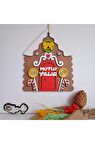 Ahşap Yılbaşı Şeker Evi Kapı Süsü 17x22 Cm