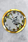 Hediyelik 36 Cm Gold Metal Kuş Duvar Saati