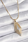 pilelistore 316L Çelik Gold Renk Zirkon Taşlı Vintage Model Kadın Kolye - TJ-BKO9517