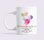  Anneler Günü Hediyesi | Renkli Anne Çocuk Temalı Kupa Bardak | Porselen Kahve Kupası