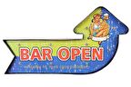 Bar Open Temalı Ledli Bar Tabelası Pano Vintage Led Ampülü