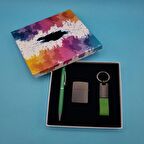 Kalem Anahtarlık Çakmak Yeşil Set Dekoratif Hediyelik