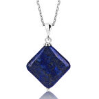 925 Ayar Gümüş Lapis Doğal Taş Kadın Gümüş Kolye