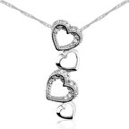 925 Ayar Gümüş Kalpler Kadın Gümüş Kolye