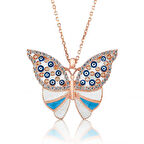 925 Ayar Gümüş Nazarlı Kelebek Kadın Gümüş Kolye