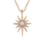 925 Ayar ​Gümüş Rose Beyaz Opal Taşlı Kutup Yıldızı Kolye