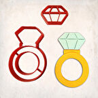 Elmas Yüzük Detay Kurabiye Kalıp Seti 2’li