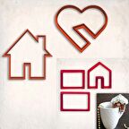 Fincan Kurabiye Kalıp Set 3'lü- Ev, Kalp, Mini Ev