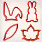 Tavşan Yaprak Kurabiye Kalıp Set 4'lü