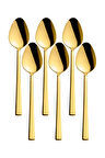 Parlak Gold Titanyum Kaplama Yemek Kaşık Seti, 6 Adet Gold Renk Yemek Kaşığı