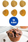 Sarı 12'li Silikon Mini Browni Kalıbı - Muffin Kalıbı 12 Adet Cupcake Kek Kalıbı