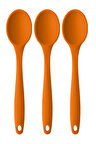 Büyük Boy Yanmaz Yapışmaz Silikon Turuncu Kaşık 3’lü Set