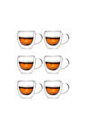 Yeni Tasarım Çift Cidarlı 250 ml Kulplu Cam Kupa, Çay Neskafe Fincanı, Çeyiz Listesi, 6 Adet 2037