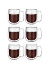 Çift Cidarlı Borosilikat Cam Nescafe,latte,filtre Kahve,süt,bitki Çayı Kupası 300 ml 6 Adet 2769