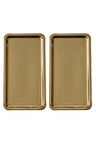 Paslanmaz Çelik Gold Renk Dikdörtgen Geniş Metal Düz Sunum Tepsisi Çay Kahve Tatlı Sunum 2 Adet