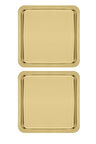 Paslanmaz Çelik Gold Renk Sunum Tepsisi 21 X21 Cm Çay Kahve Pasta Tatlı Servis Sunum Tepsisi 2 Adet