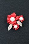 Begonya Çiçeği Broş. Taşlı Tasarım Broş, Incili Broş. Yaka Iğnesi Broş. Kadın Broş. Broş.