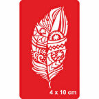 Desenli Kuş Tüyü 251 Tattoo Geçici Dövme Şablonları Kına Kalıpları