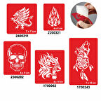 Ateş Saçan Modeller 5'li Set Geçici Dövme Kına Şablonu