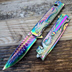 AlsepeteAvm S2076 Gökkuşağı Akrep İşlemeli Kurtarma Kamp Çakısı