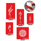 Çiçek Sepeti 5'li Set Dövme Kına Şablonu