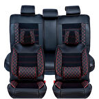 Audi Q2 Lüx Deri Oto Koltuk Kılıfı Ön Arka Takım (MARS) SİYAH KIRMIZI