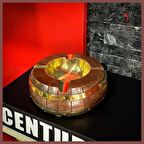  Ahşap ve metal el yapımı küllük – masa ve ofis için ideal aksesuar -Mükemel orijinal tasarım