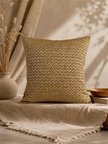 Hardal Bej  Geometrik Desenli Keten Kırlent Kılıfı 43x43 cm – Premium Collection