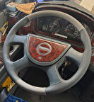 DİKİŞLİ DİREKSİYON KILIFI KOYU GRİ DERİ AÇIK GRİ DERİ SİYAH DİKİŞLİ ISUZU NOVO OTOBÜS İÇİN