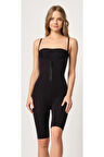 Kadın Siyah Önden Agraflı Seamless Göğsü Açık Paçalı Korse 2093