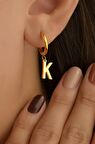 Gold Çelik K Harfi Küpe Tek Adet