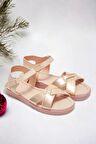 Çapraz Pudra Pembe Eflatun Kız Çocuk Sandalet