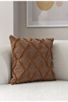Swita Home Tekli Dekoratif Puantiye Keten Kumaşlı Kırlent Kılıfı 43x43 Kahverengi
