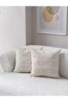 Swita Home İkili Dekoratif Puantiye Keten Kumaşlı Kırlent Kılıfı 43x43 Krem