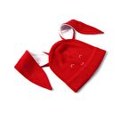 Berselüx  Kırmızı Tavşan Kulak Gülen Yüz Nakışlı Polar Bere. Kız Erkek Çocuk Unisex 1-8 Yaş