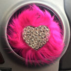 Kalpli Kristal Taşlı Havalandırma Klips Oto Kokusu Gümüş Pembe Tüylü