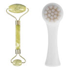  2li Set Çift Taraflı Cilt Temizleme Fırçası ve Yeşim Taşı Çift Taraflı Cilt Masaj Aleti