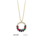 Yuvarlak Damla Taşlı Kolye